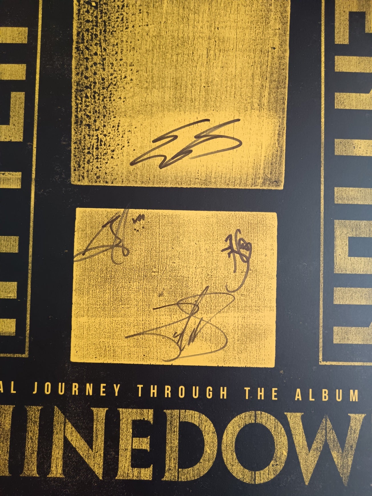 Shinedown Fully Signed “Attention Attention” Black & Gold Poster – Official US Import