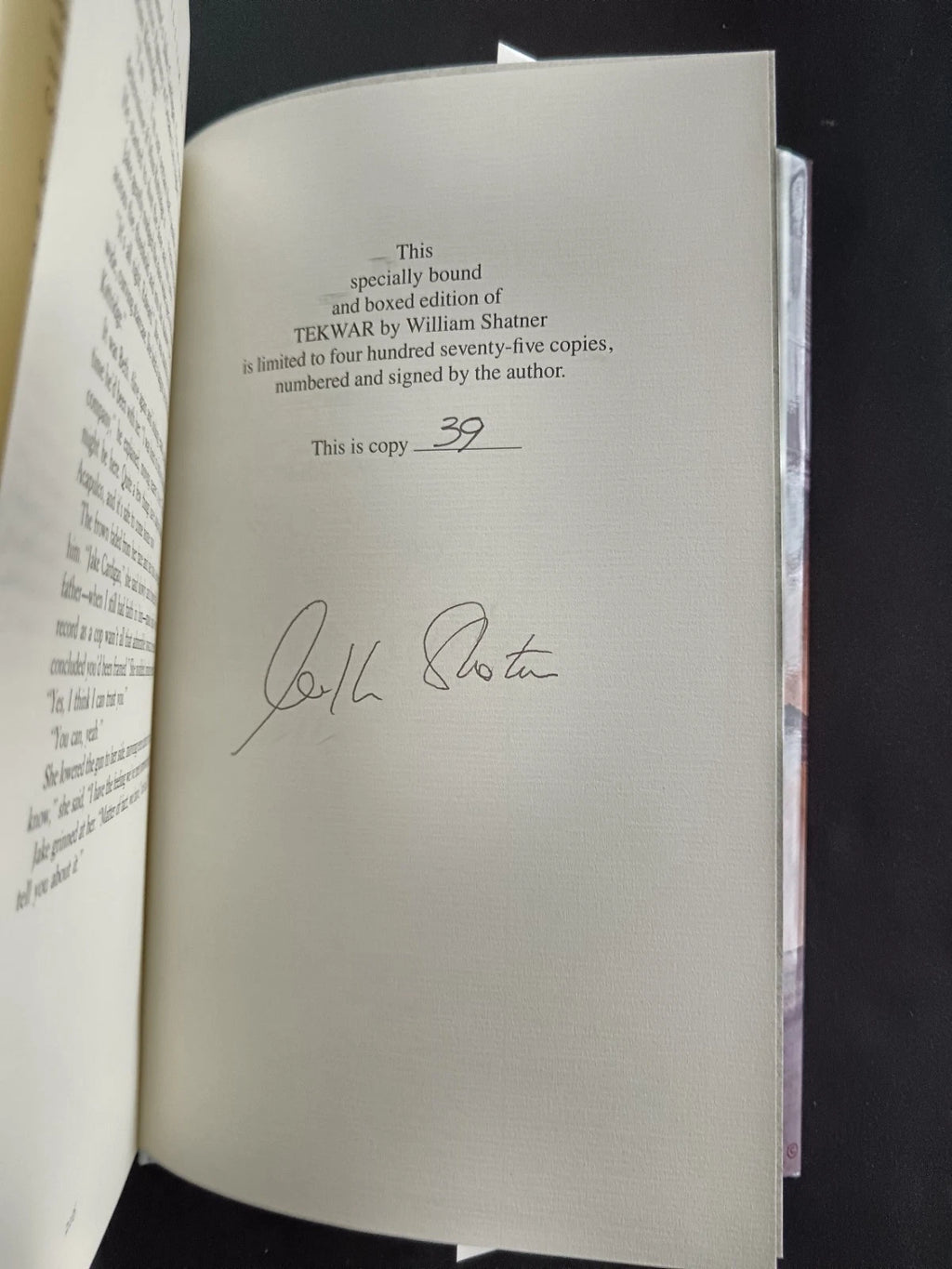 William Shatner Hand Signed TekWar Limited Edition Slipcase Hardcover Book #39 of 475 (1989) – Phantasia Press | Vintage